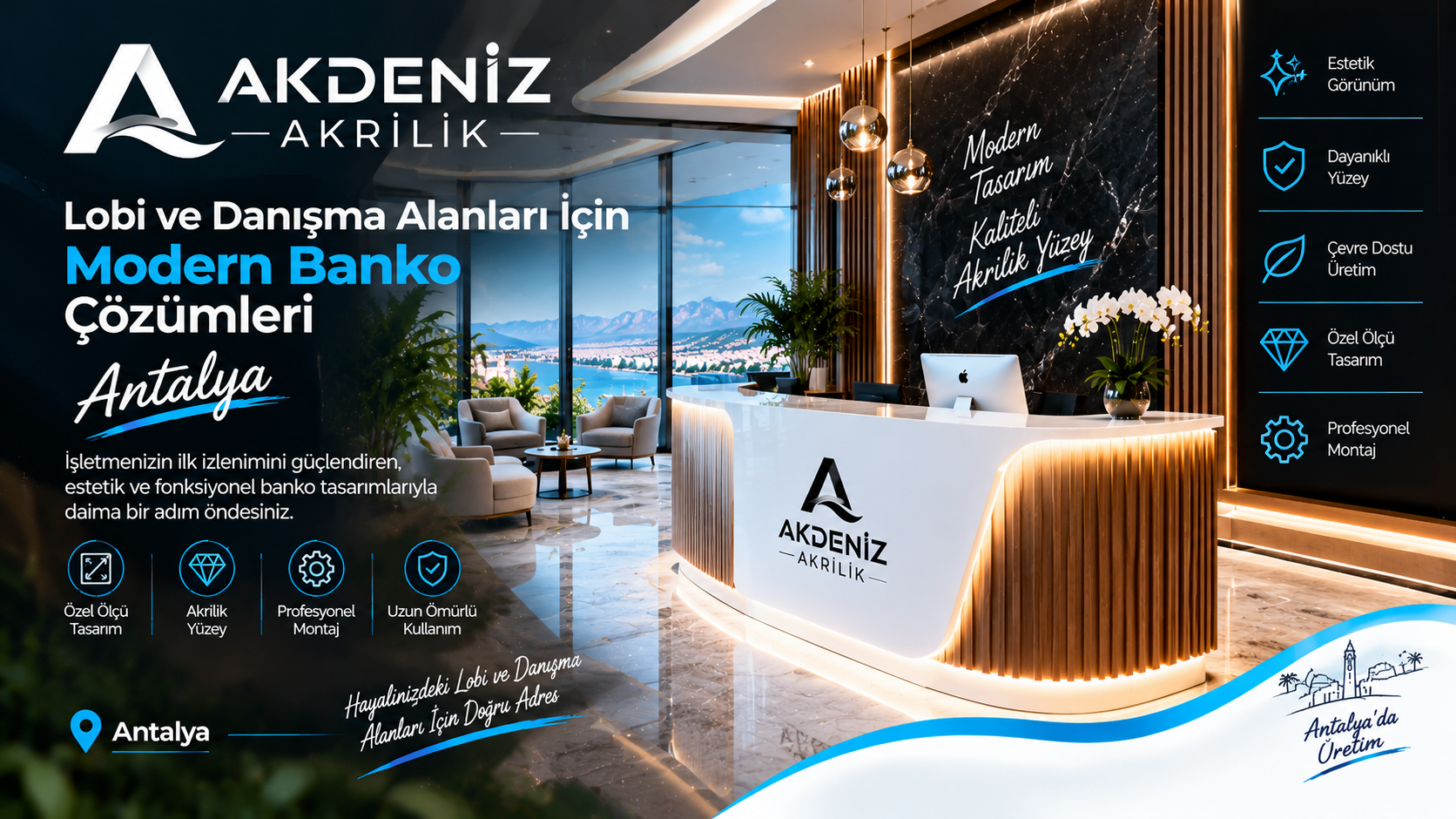 Antalya Lobi ve Danışma Bankosu | Akdeniz Akrilik
